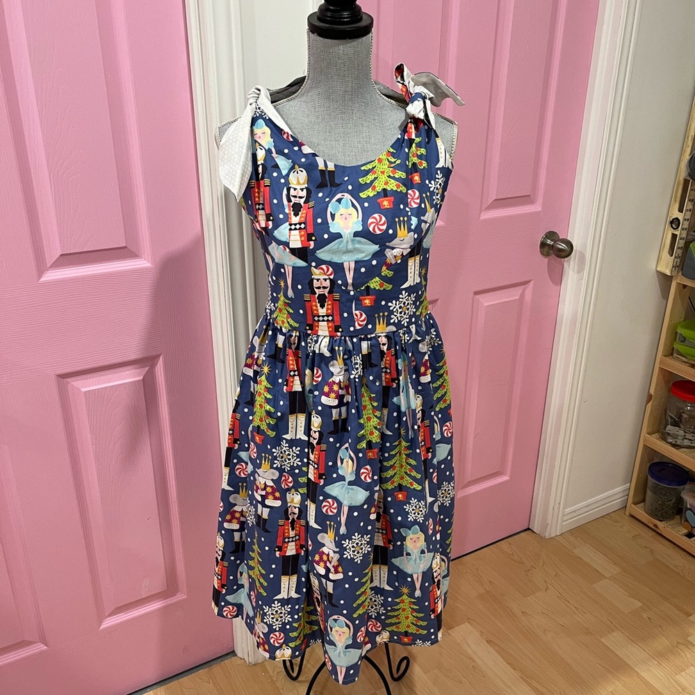 Festive Blue Nutcracker Holiday Dress